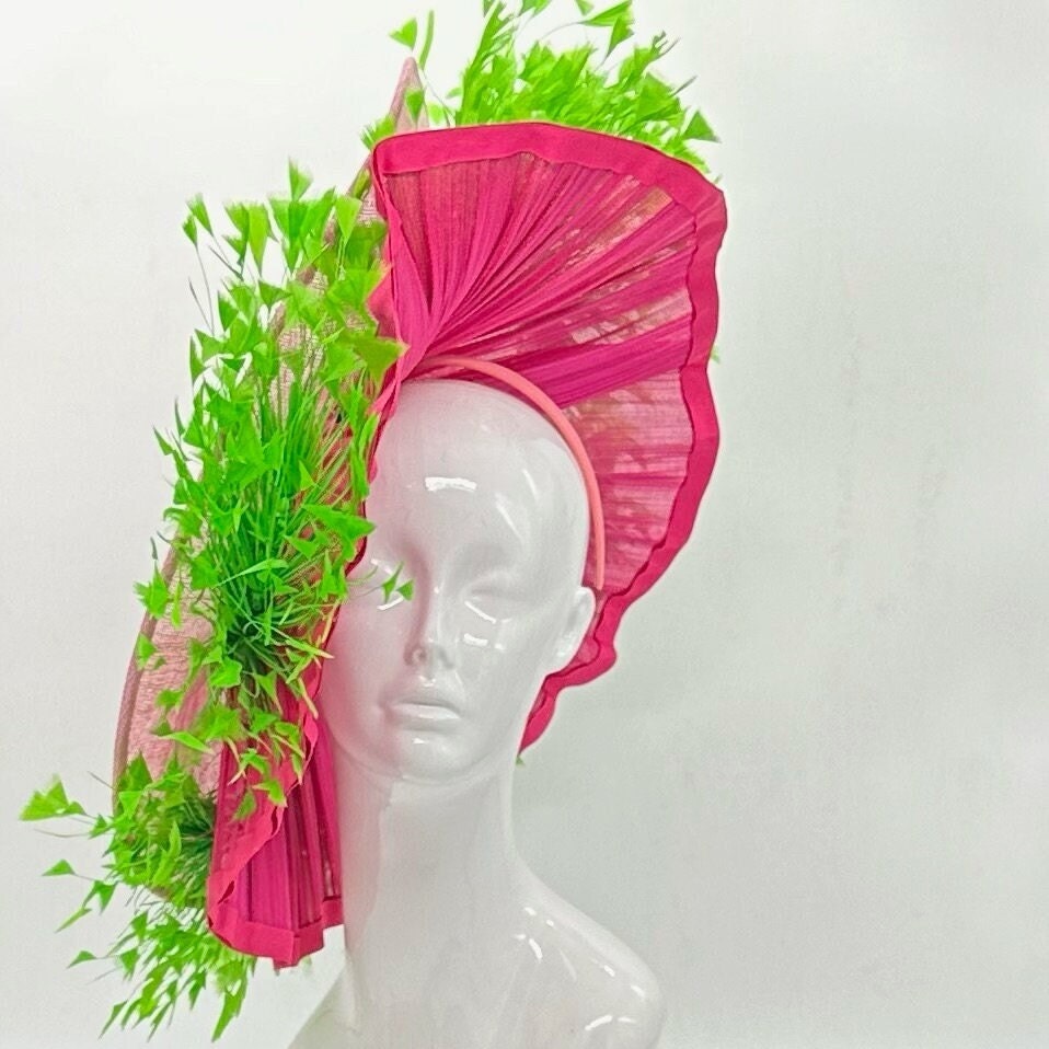 Light pink and green Derby Fascinator, Kentucky Derby Hat Alternative, Kentucky derby hat, (PLATINUM LINE)
