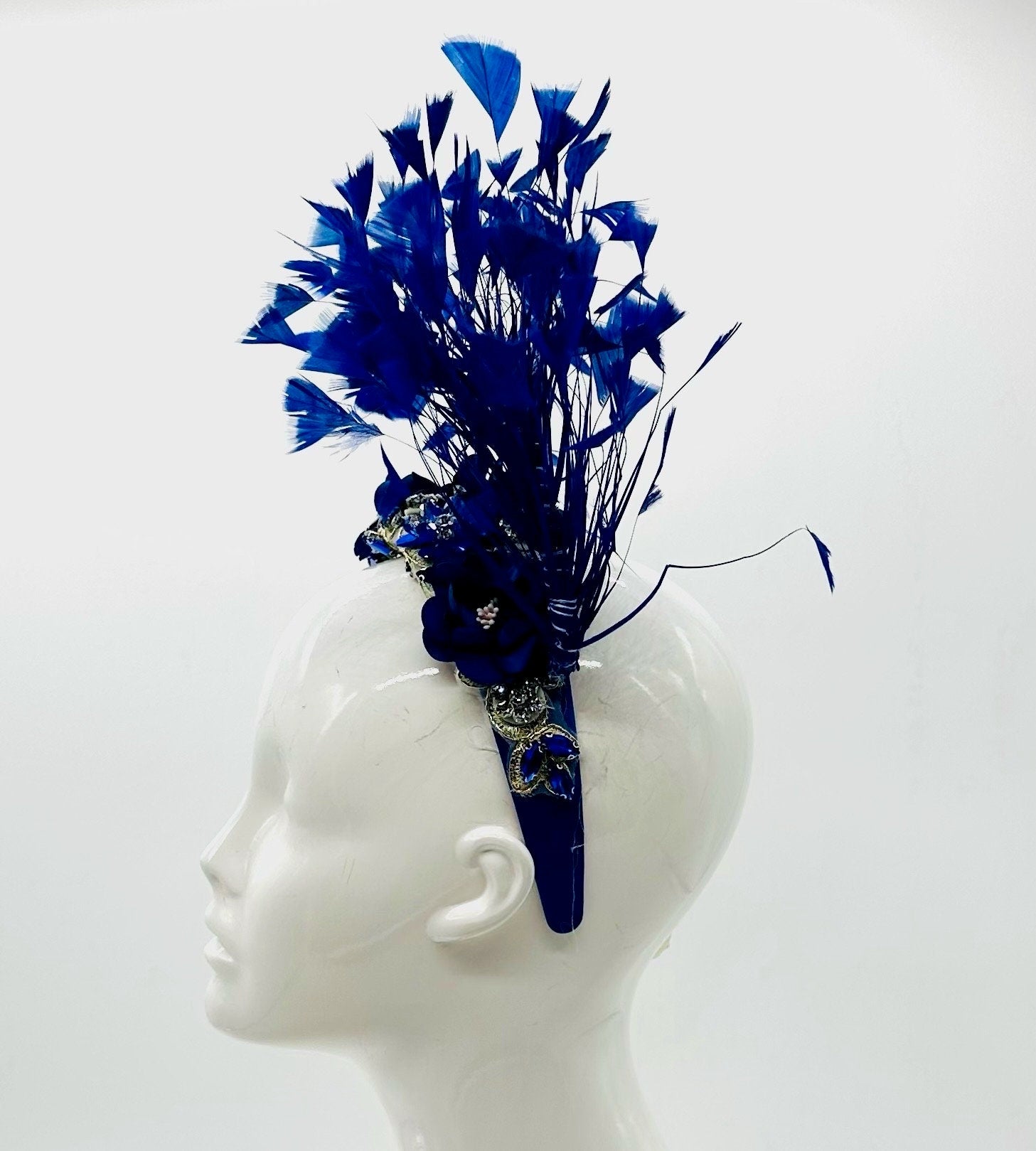 Blue  Derby Fascinator, Kentucky Derby Hat Alternative, Kentucky derby hat, (SILVER LINE, multiple color options available) )
