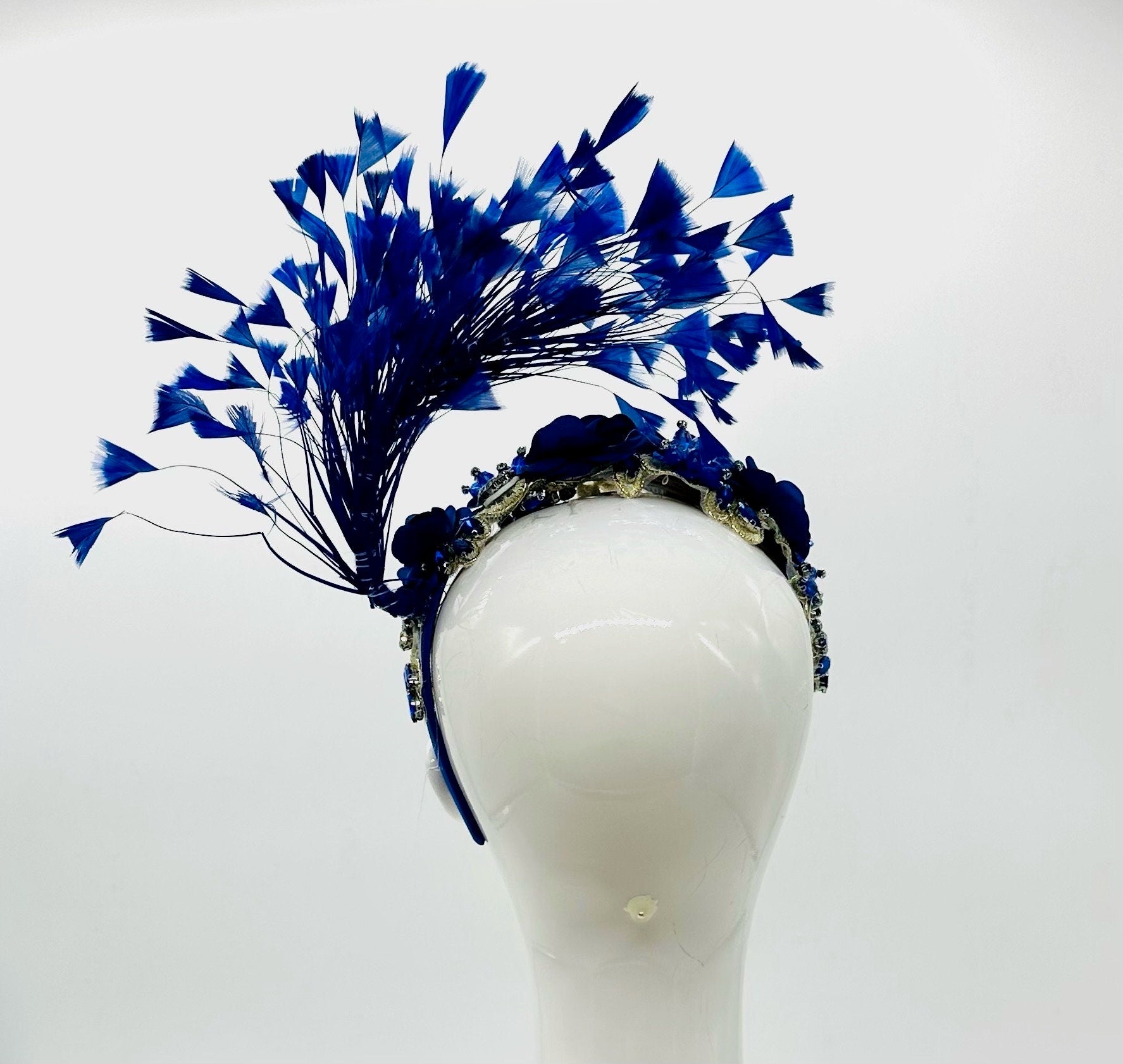 Blue  Derby Fascinator, Kentucky Derby Hat Alternative, Kentucky derby hat, (SILVER LINE, multiple color options available) )