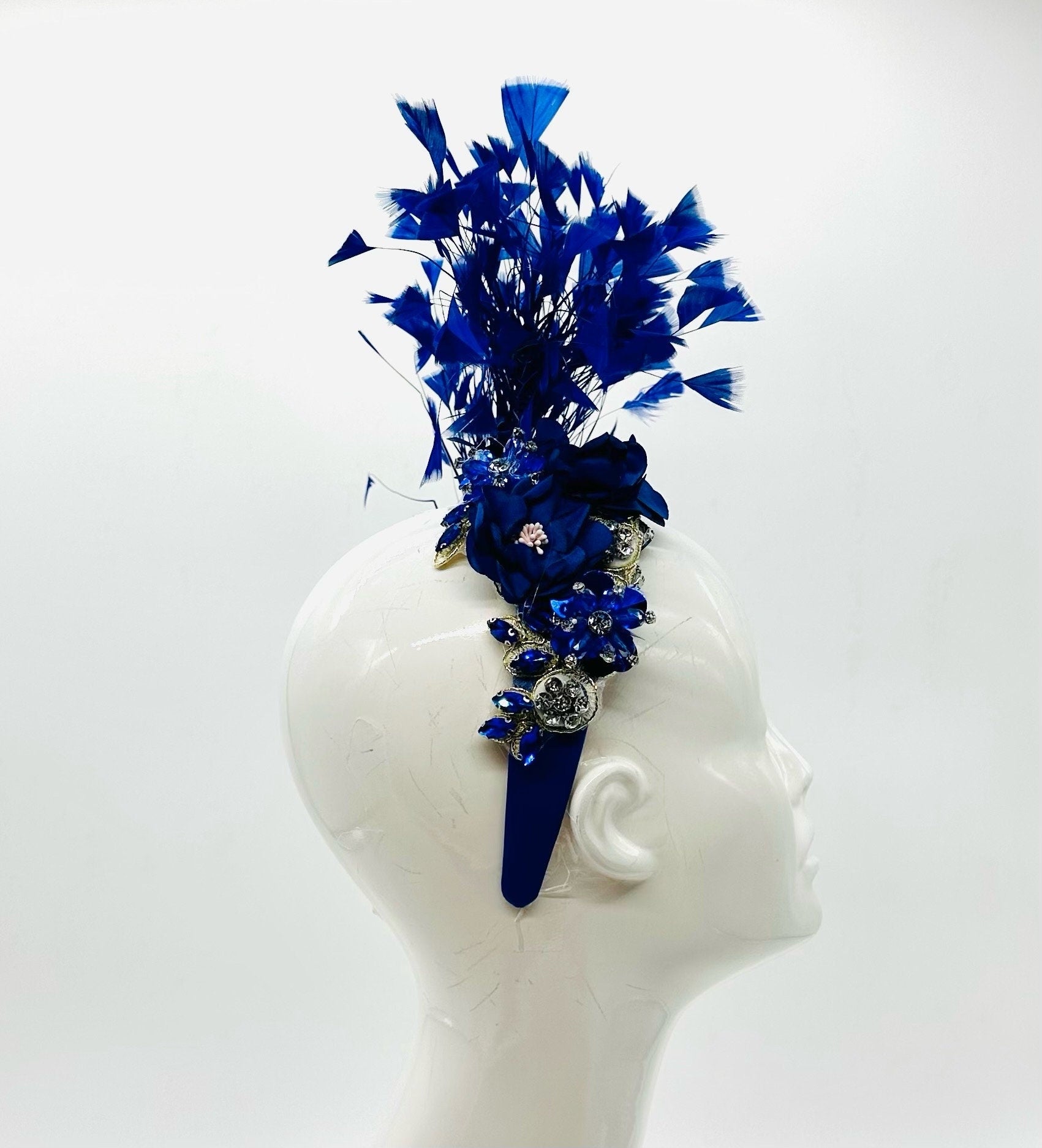 Blue  Derby Fascinator, Kentucky Derby Hat Alternative, Kentucky derby hat, (SILVER LINE, multiple color options available) )