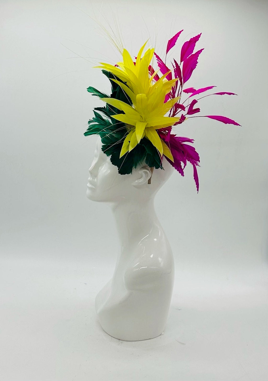 Green, Yellow and Pink Derby Fascinator, Kentucky Derby Hat Alternative, Kentucky derby hat (GOLD LINE)