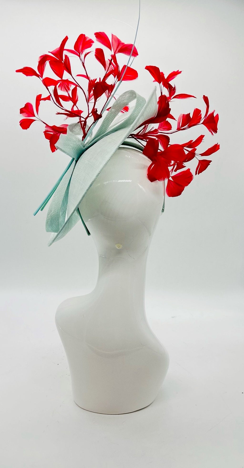 Turquoise and Red Derby Fascinator, Kentucky Derby Hat Alternative, Kentucky derby hat, (PLATINUM LINE)