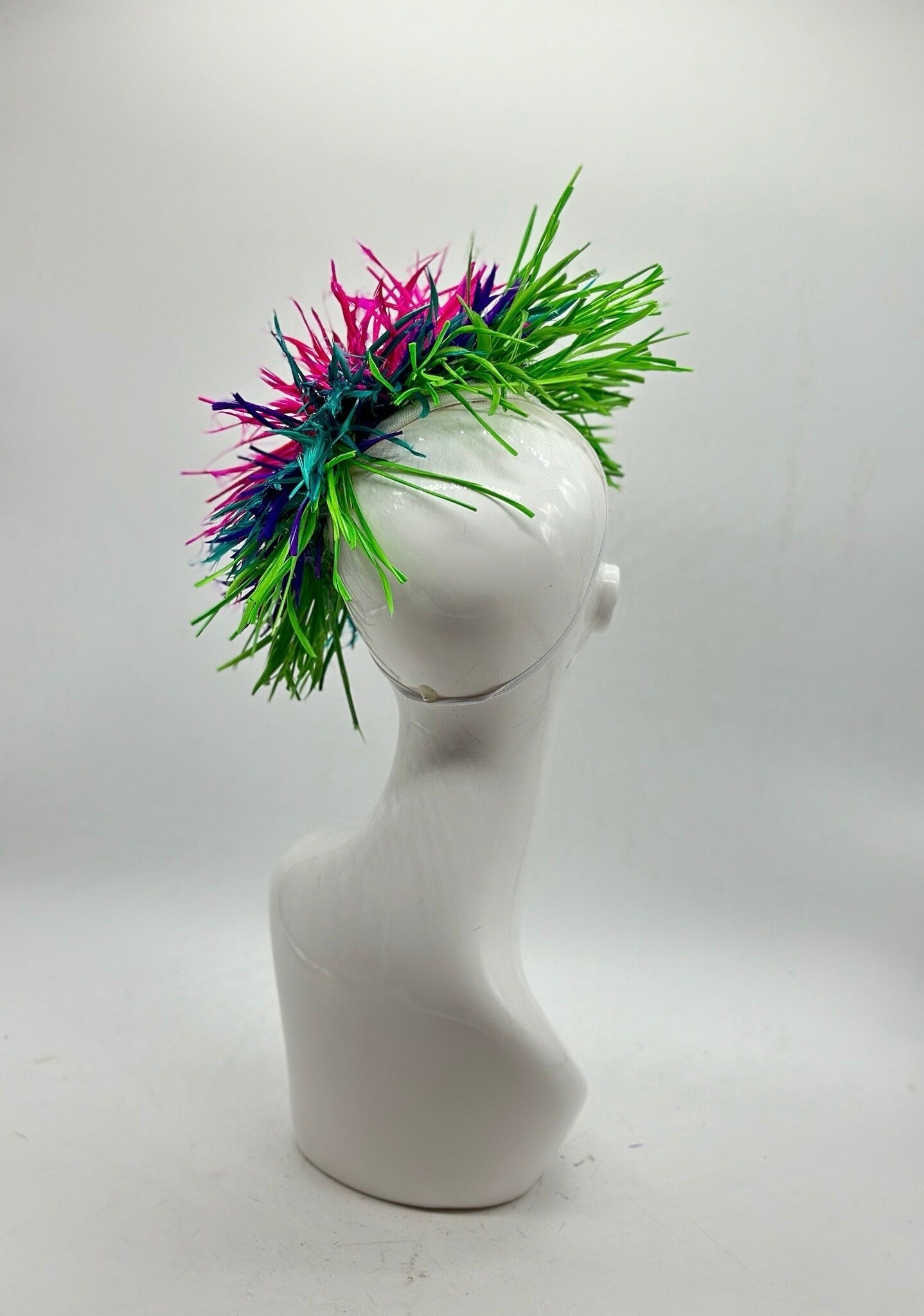 Green, Blue and Pink Derby Fascinator, Kentucky Derby Hat Alternative, Kentucky derby hat (GOLD LINE)