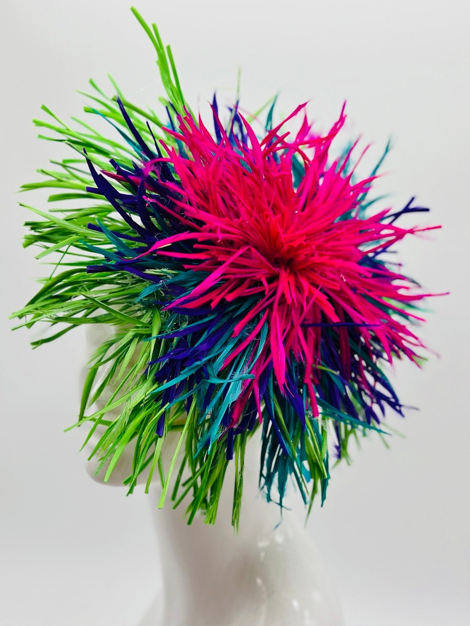 Green, Blue and Pink Derby Fascinator, Kentucky Derby Hat Alternative, Kentucky derby hat (GOLD LINE)