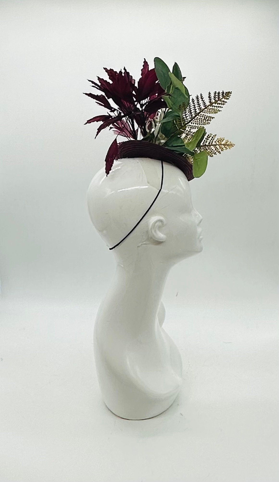 Cream and Plum  Derby Fascinator, Kentucky Derby Hat Alternative, Kentucky derby hat (GOLD LINE)