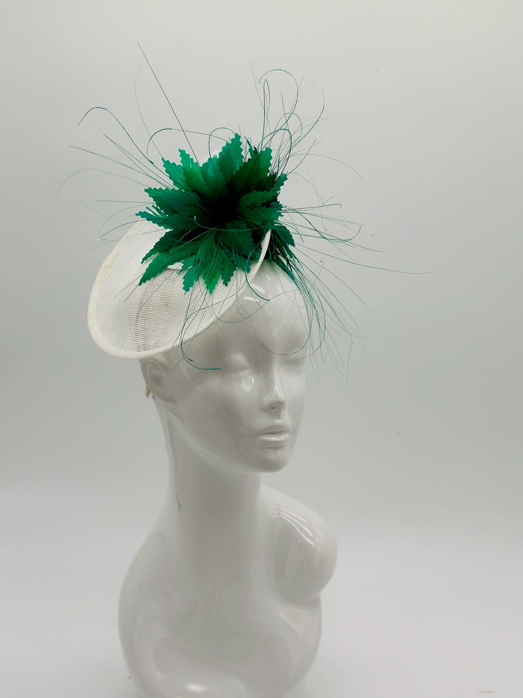 Green and White  Derby Fascinator, Kentucky Derby Hat Alternative, Kentucky derby hat (SILVER LINE, multiple color options available)