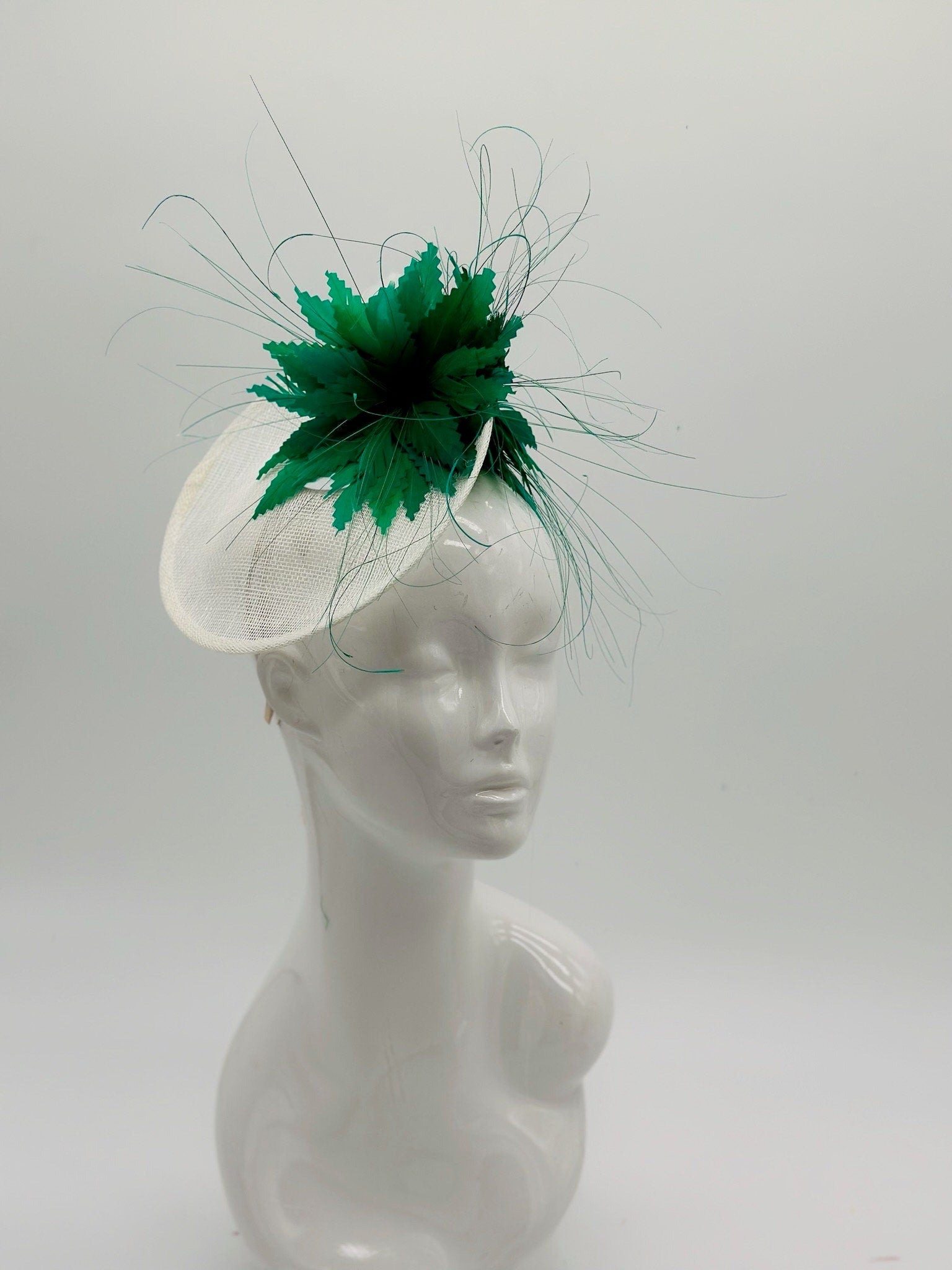 Green and White  Derby Fascinator, Kentucky Derby Hat Alternative, Kentucky derby hat (SILVER LINE, multiple color options available)