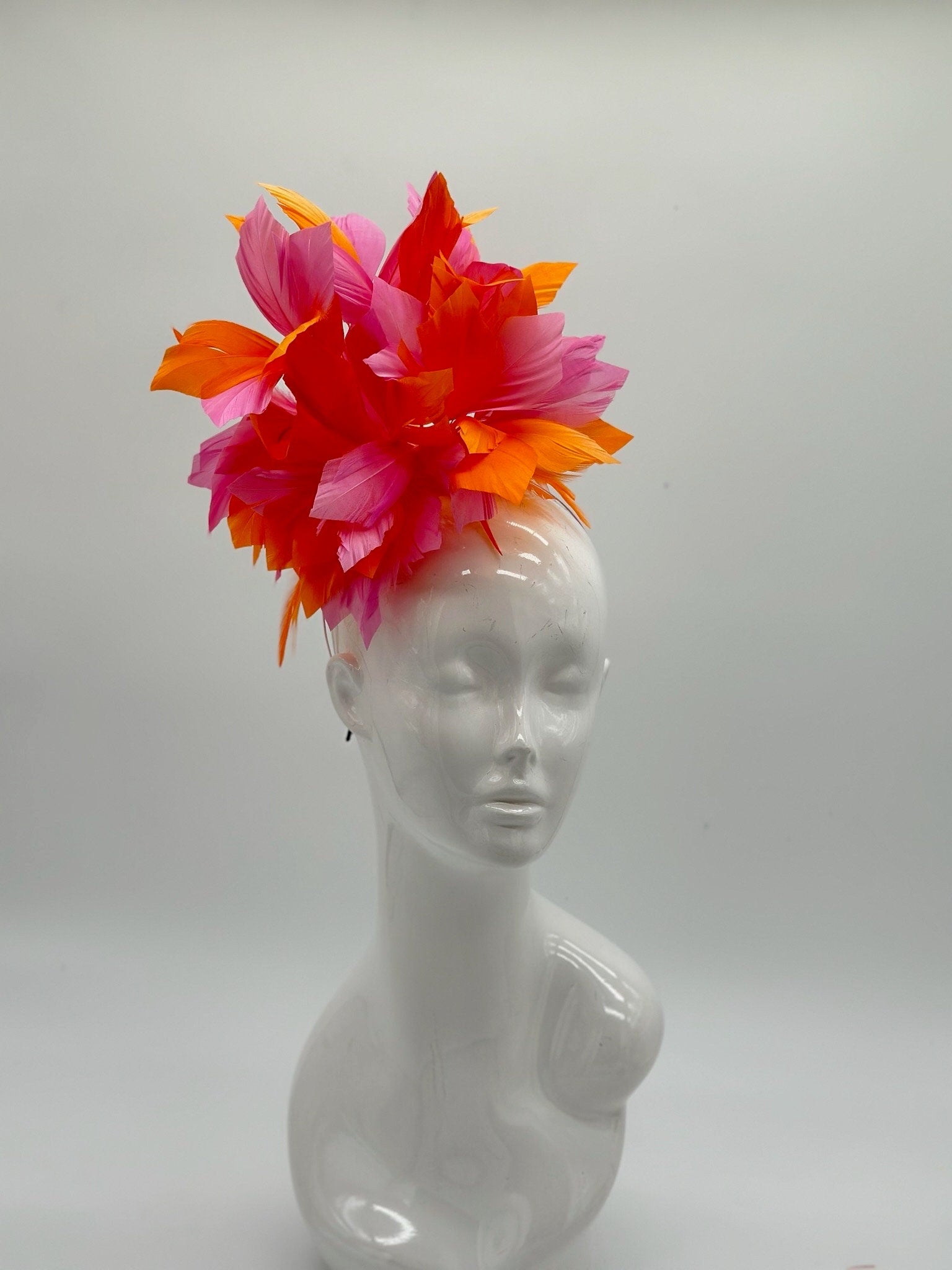 Orange and Pink Derby Fascinator, Kentucky Derby Hat Alternative, Kentucky derby hat (SILVER LINE, multiple color options available)
