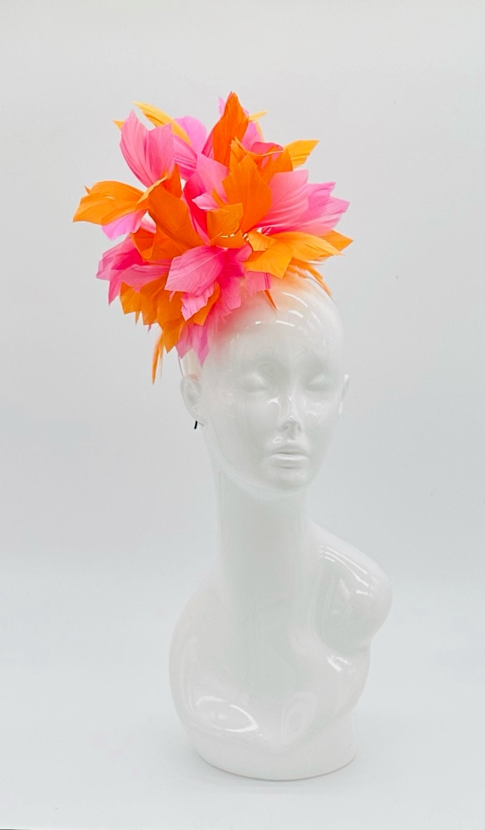 Orange and Pink Derby Fascinator, Kentucky Derby Hat Alternative, Kentucky derby hat (SILVER LINE, multiple color options available)