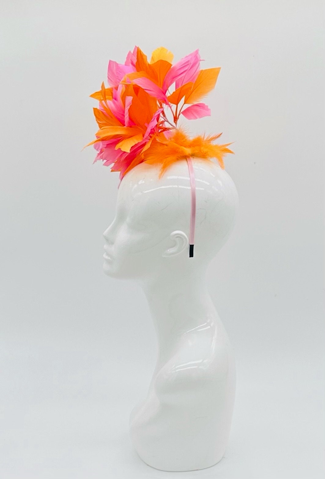 Orange and Pink Derby Fascinator, Kentucky Derby Hat Alternative, Kentucky derby hat (SILVER LINE, multiple color options available)