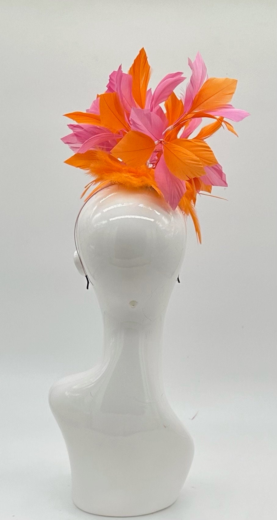 Orange and Pink Derby Fascinator, Kentucky Derby Hat Alternative, Kentucky derby hat (SILVER LINE, multiple color options available)