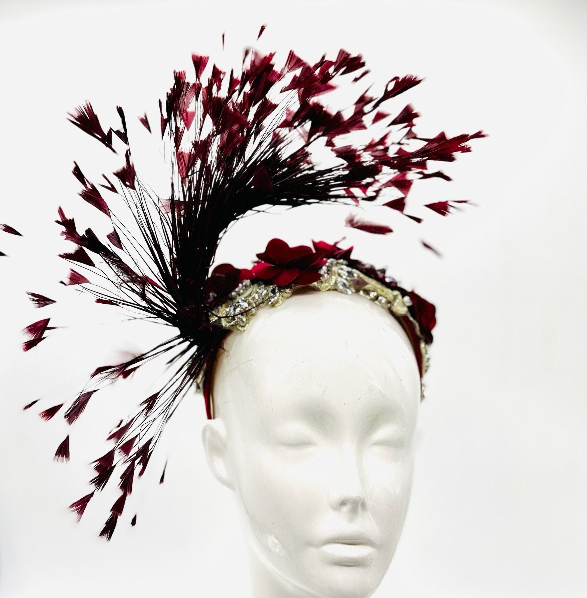 Black and Red Derby Fascinator, Kentucky Derby Hat Alternative, Kentucky derby hat (SILVER LINE, multiple color options available)