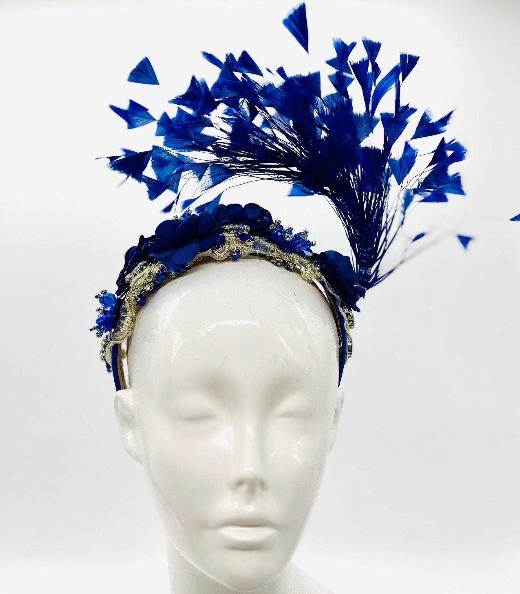 Blue  Derby Fascinator, Kentucky Derby Hat Alternative, Kentucky derby hat, (SILVER LINE, multiple color options available) )