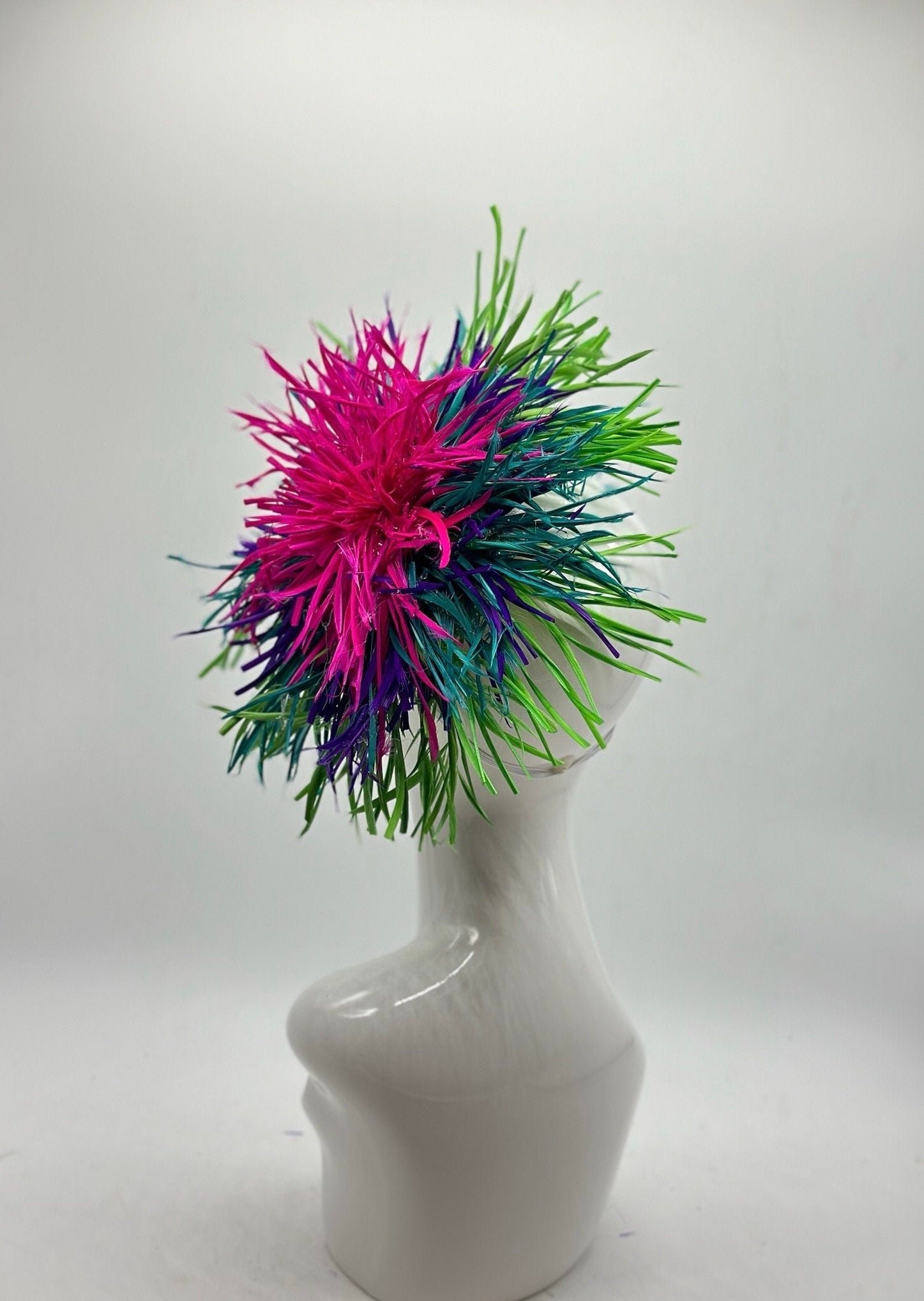 Green, Blue and Pink Derby Fascinator, Kentucky Derby Hat Alternative, Kentucky derby hat (GOLD LINE)