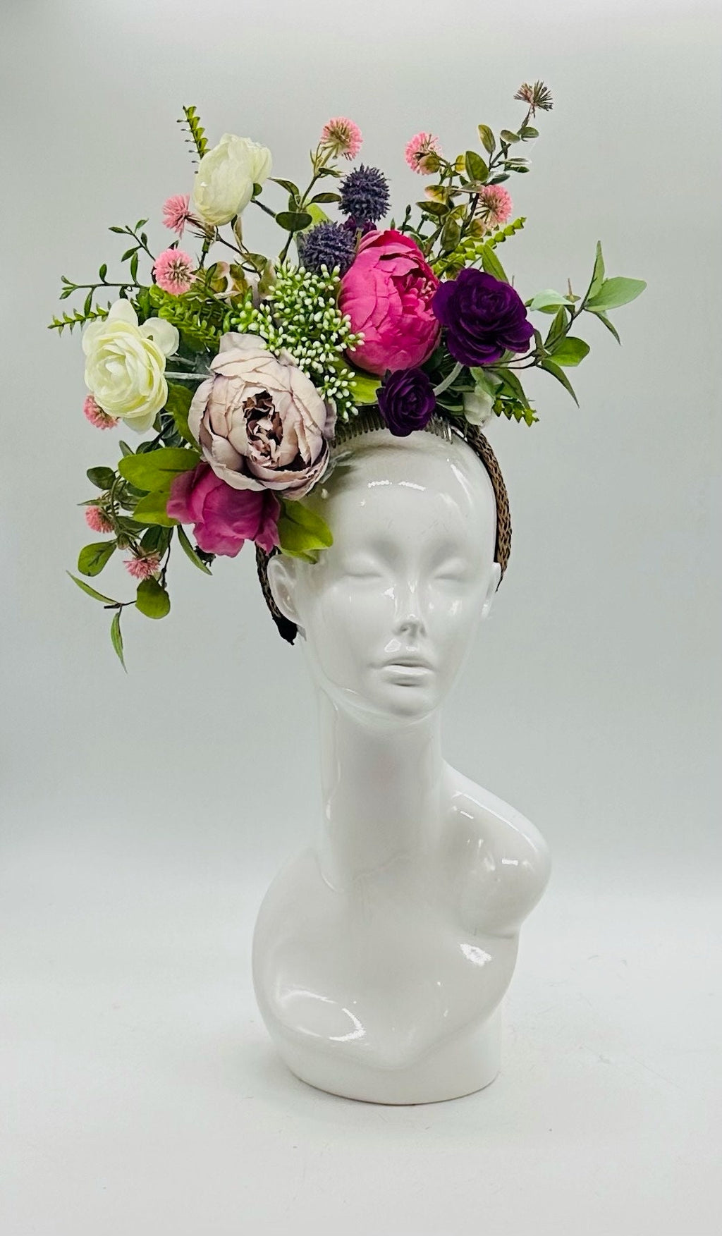 Kentucky Derby Fascinator Hat | Pink Green Purple Flower Headpiece | Derbyologie