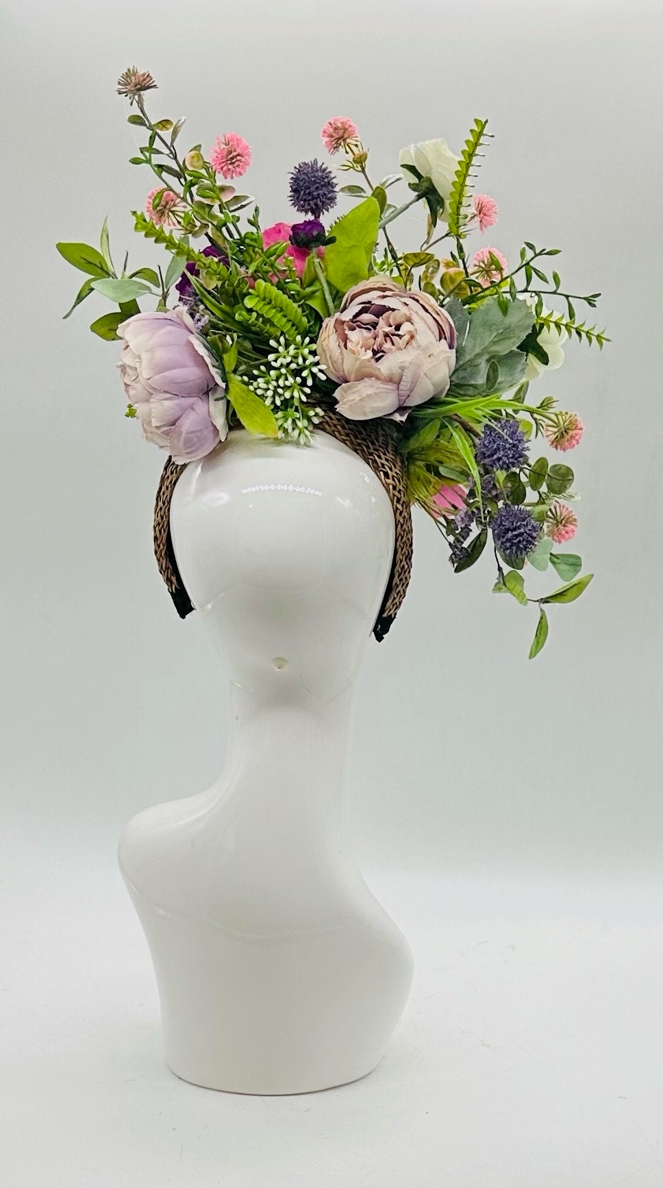 Kentucky Derby Fascinator Hat | Pink Green Purple Flower Headpiece | Derbyologie