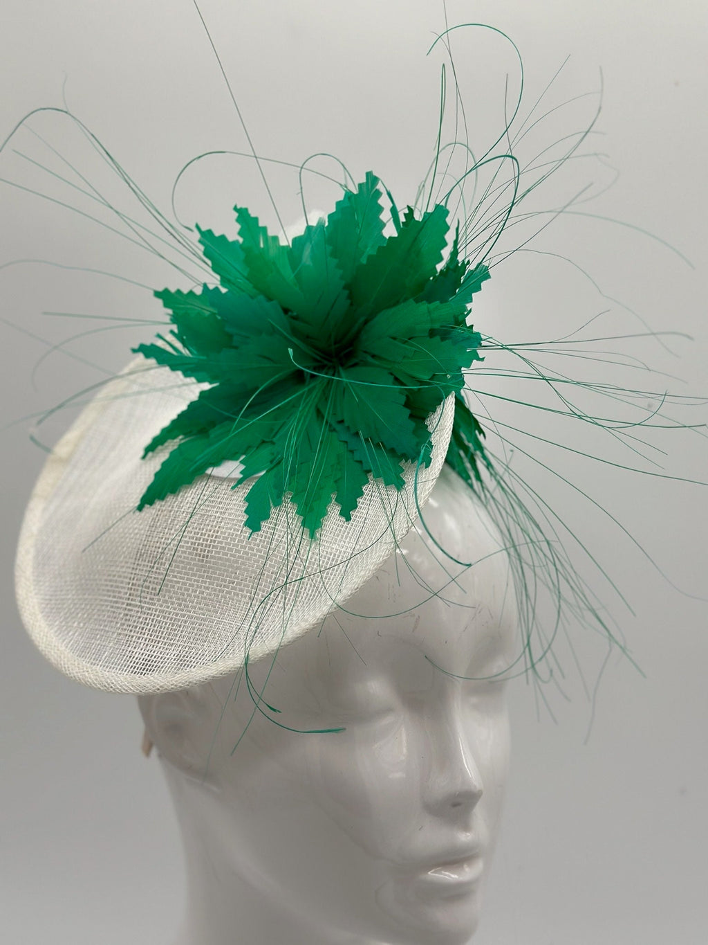 Green and White  Derby Fascinator, Kentucky Derby Hat Alternative, Kentucky derby hat (SILVER LINE, multiple color options available)