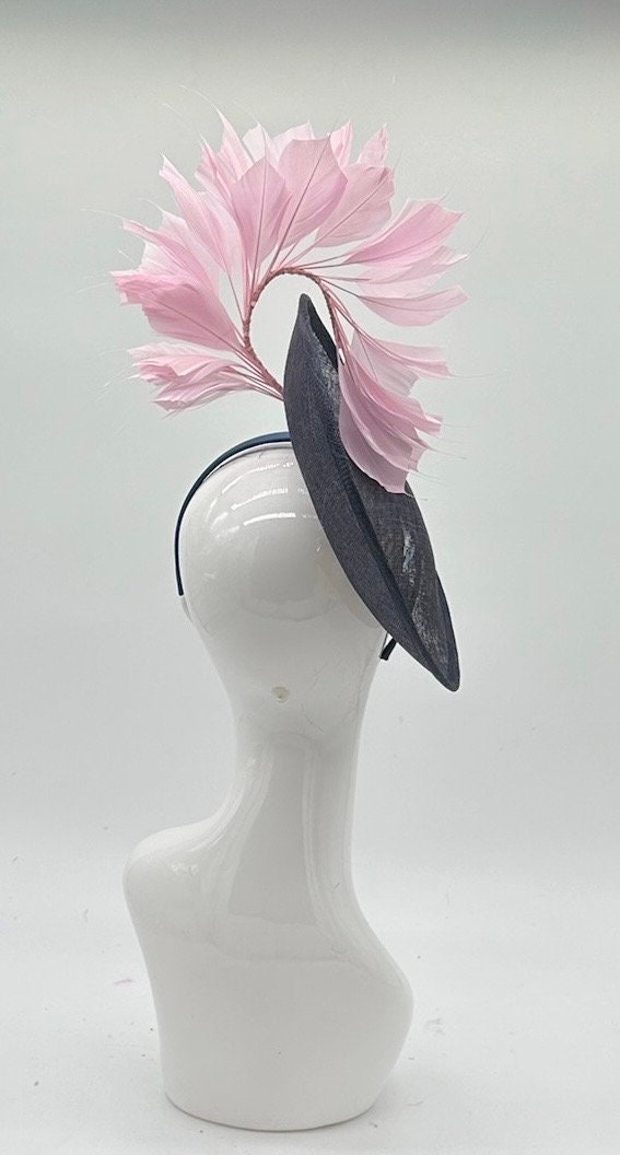 Pink and Blue Derby Fascinator, Kentucky Derby Hat Alternative, Kentucky derby hat (GOLD LINE)
