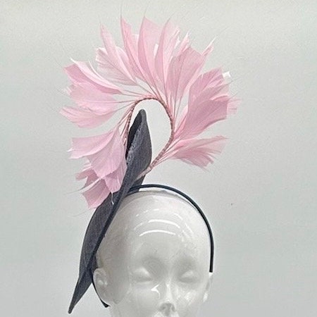 Pink and Blue Derby Fascinator, Kentucky Derby Hat Alternative, Kentucky derby hat (GOLD LINE)